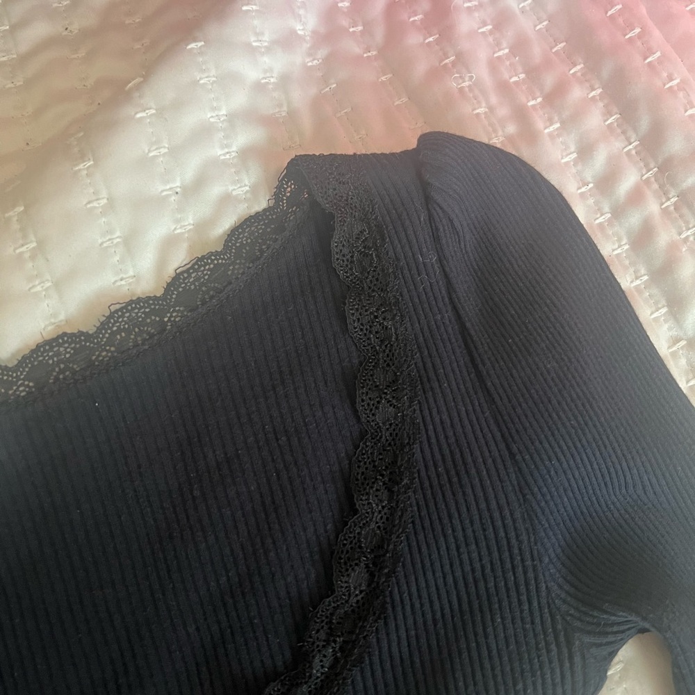 Top shop Lace Neckline Top